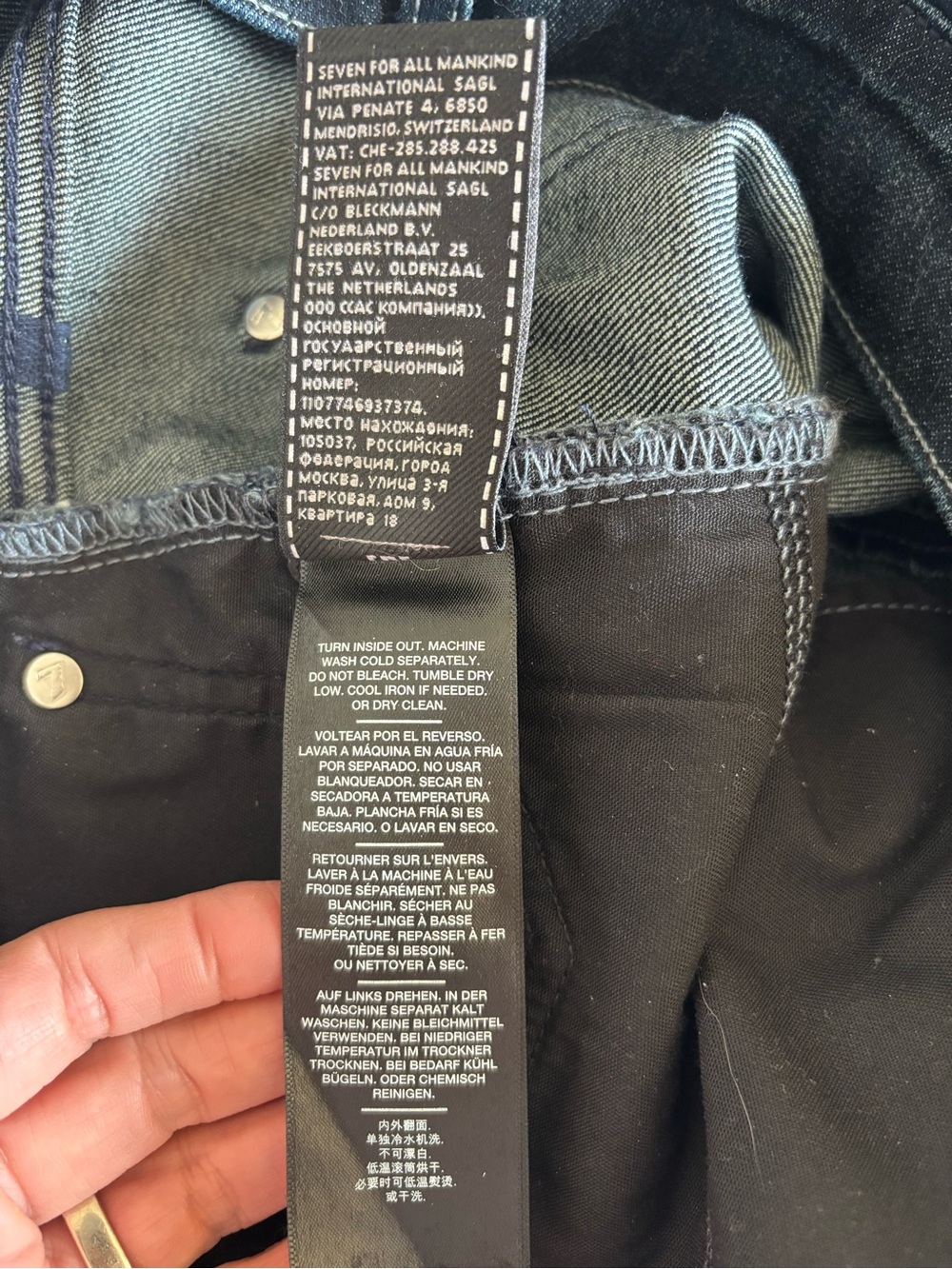 7 For All Mankind Women’s Dark Indigo Straight Jeans - Picture 9 of 13